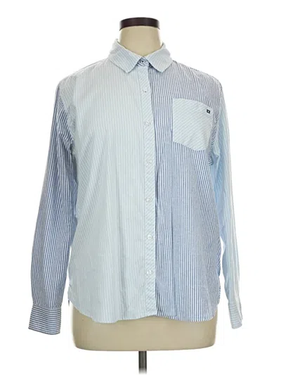 Pre-owned Crown & Ivy Long Sleeve Button Down Shirt In Blue
