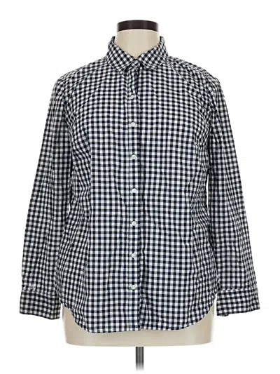 Pre-owned Crown & Ivy Long Sleeve Button Down Shirt In Blue
