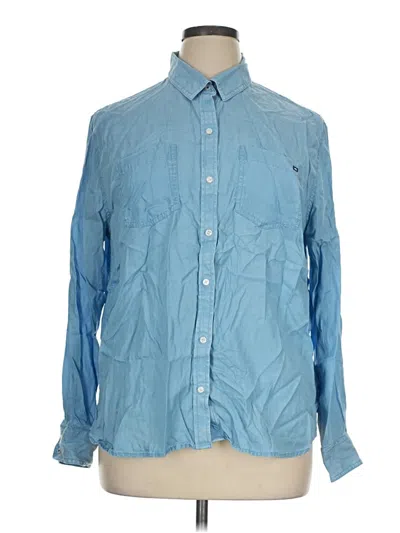Pre-owned Crown & Ivy Long Sleeve Button Down Shirt In Blue