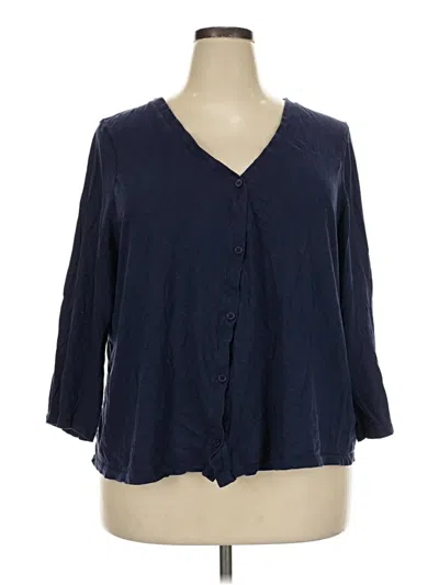 Pre-owned Crown & Ivy Long Sleeve Button Down Shirt In Blue