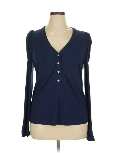 Pre-owned Crown & Ivy Long Sleeve Henley Shirt In Blue