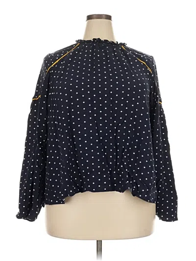 Pre-owned Crown & Ivy Long Sleeve Polo Shirt In Blue