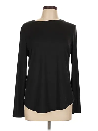 Pre-owned Crown & Ivy Long Sleeve Top Black Boatneck Tops