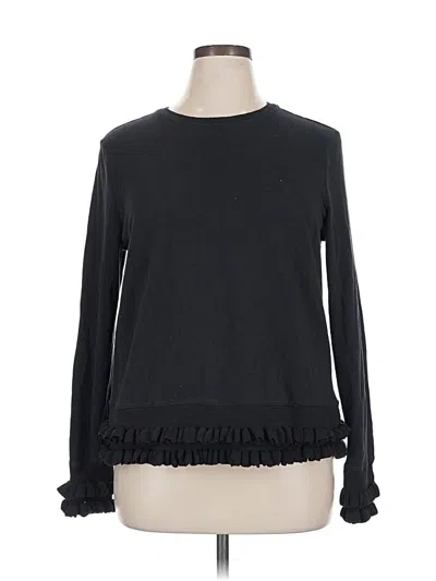 Pre-owned Crown & Ivy Long Sleeve Top Black Crew Neck Tops