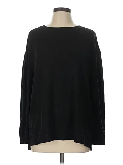 Pre-owned Crown & Ivy Long Sleeve Top Black Crew Neck Tops