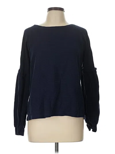Pre-owned Crown & Ivy Long Sleeve Top Blue Boatneck Tops