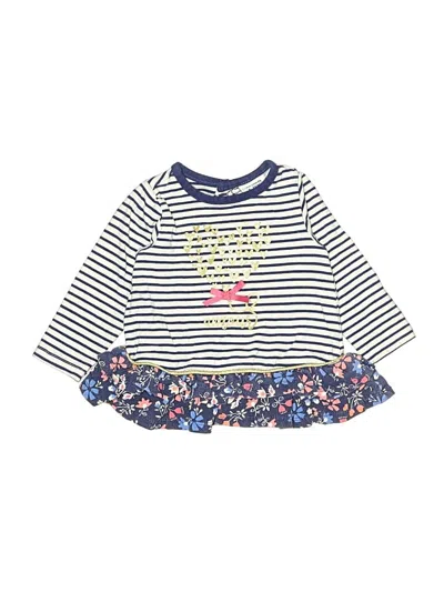 Pre-owned Crown & Ivy Babies' Long Sleeve Top Blue Ruffles Neckline Tops