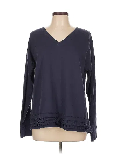 Pre-owned Crown & Ivy Long Sleeve Top Gray V-neck Tops