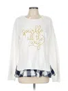 Crown & Ivy Long Sleeve Top White Crew Neck Tops In White
