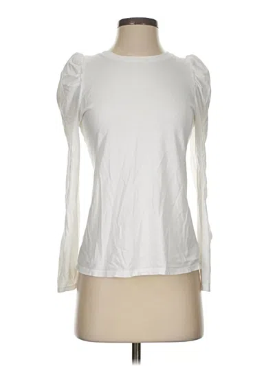 Pre-owned Crown & Ivy Long Sleeve Top White Crew Neck Tops