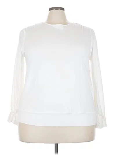 Pre-owned Crown & Ivy Long Sleeve Top White Mock Neckline Tops