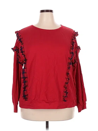 Pre-owned Crown & Ivy Long Sleeve T-shirt In Red
