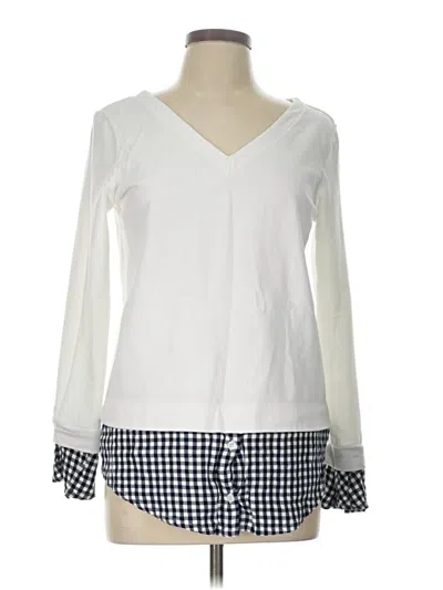 Pre-owned Crown & Ivy Long Sleeve T-shirt In White