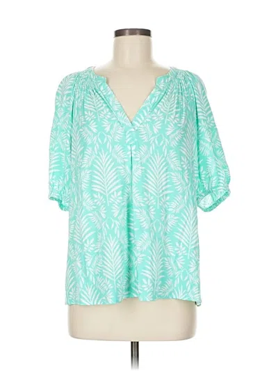 Pre-owned Crown & Ivy Short Sleeve Blouse In Blue