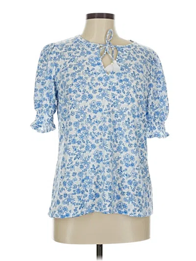 Pre-owned Crown & Ivy Short Sleeve Blouse In Blue