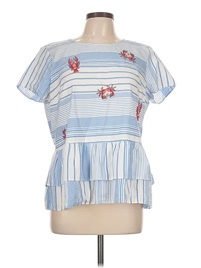 Pre-owned Crown & Ivy Short Sleeve Blouse In Blue