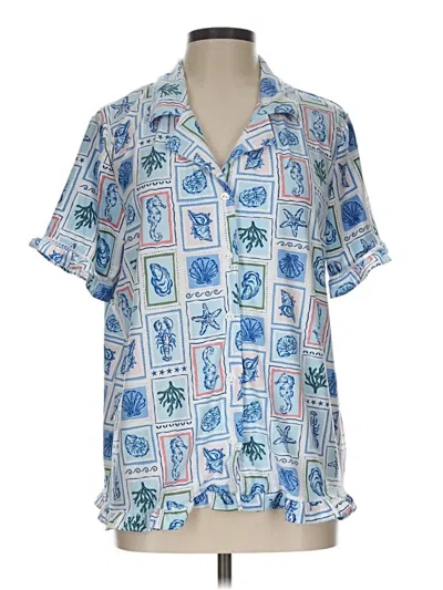 Pre-owned Crown & Ivy Short Sleeve Blouse In Blue