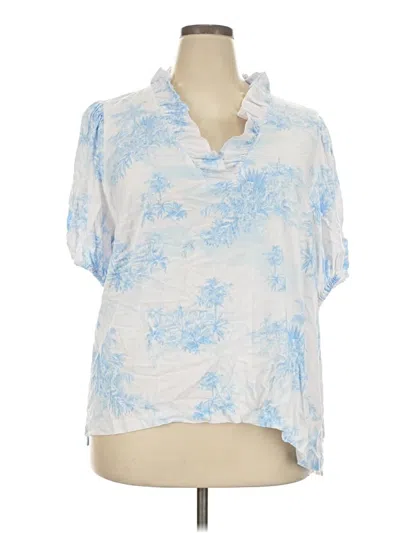 Pre-owned Crown & Ivy Short Sleeve Blouse In Blue