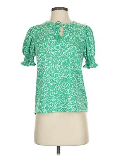 Pre-owned Crown & Ivy Short Sleeve Blouse In Green