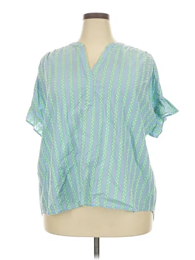 Pre-owned Crown & Ivy Short Sleeve Blouse In Green