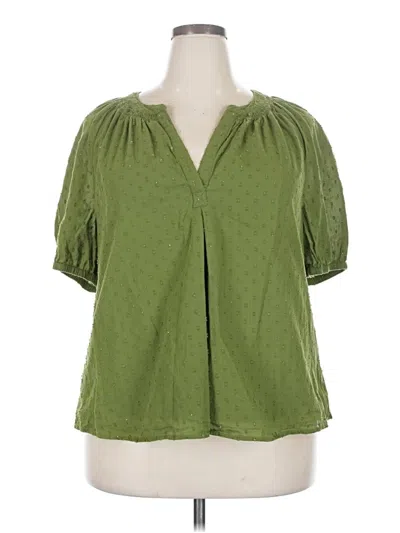 Pre-owned Crown & Ivy Short Sleeve Blouse In Green