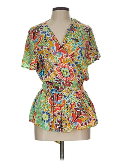 Pre-owned Crown & Ivy Short Sleeve Blouse In Green