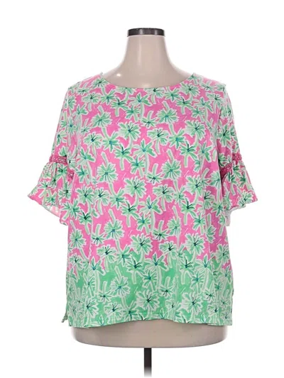 Pre-owned Crown & Ivy Short Sleeve Blouse In Pink