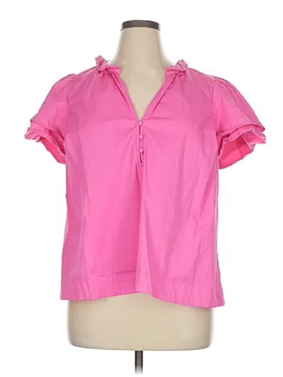 Pre-owned Crown & Ivy Short Sleeve Blouse In Pink