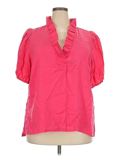Crown & Ivy Short Sleeve Blouse In Pink