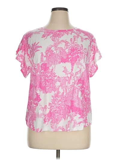 Pre-owned Crown & Ivy Short Sleeve Blouse In Pink