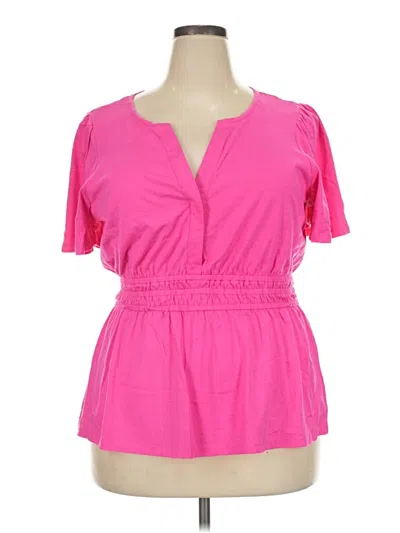 Pre-owned Crown & Ivy Short Sleeve Blouse In Pink