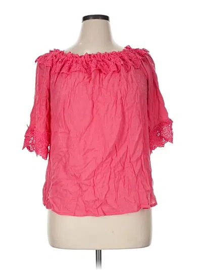 Pre-owned Crown & Ivy Short Sleeve Blouse In Pink