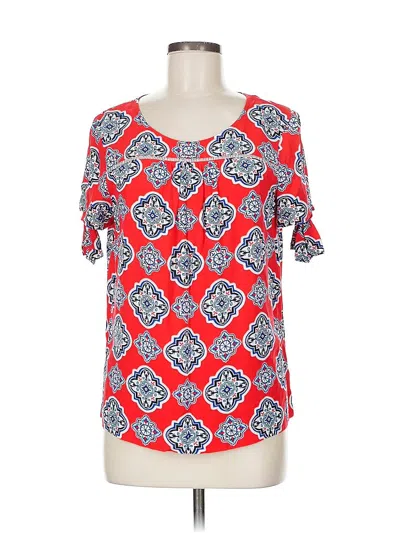 Pre-owned Crown & Ivy Short Sleeve Blouse In Red