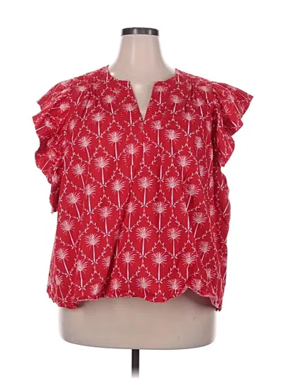 Pre-owned Crown & Ivy Short Sleeve Blouse In Red