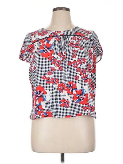 Pre-owned Crown & Ivy Short Sleeve Blouse In Red