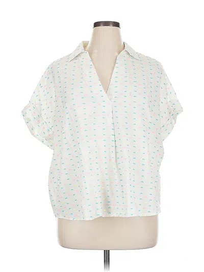 Pre-owned Crown & Ivy Short Sleeve Blouse In White