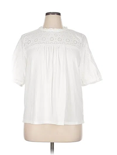 Pre-owned Crown & Ivy Short Sleeve Blouse In White