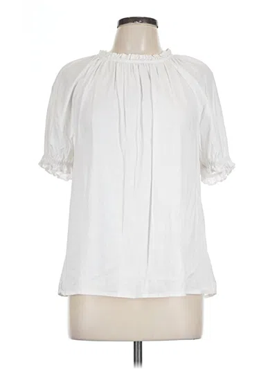Pre-owned Crown & Ivy Short Sleeve Blouse In White