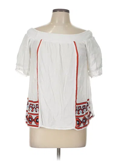 Pre-owned Crown & Ivy Short Sleeve Blouse In White