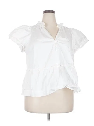 Pre-owned Crown & Ivy Short Sleeve Blouse In White