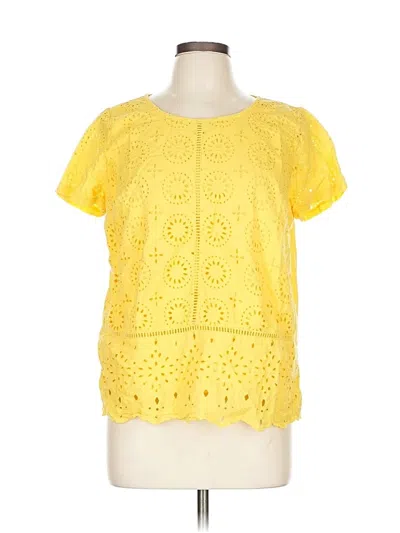 Pre-owned Crown & Ivy Short Sleeve Blouse In Yellow