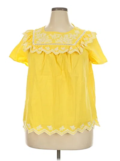 Pre-owned Crown & Ivy Short Sleeve Blouse In Yellow