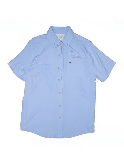 Pre-owned Crown & Ivy Kids' Short Sleeve Button Down Shirt In Blue