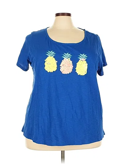 Pre-owned Crown & Ivy Short Sleeve T-shirt In Blue