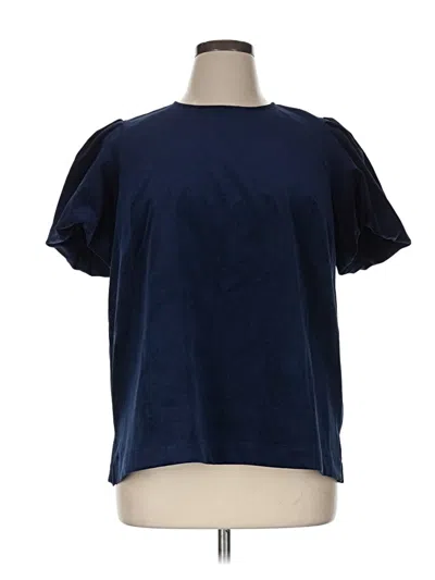 Crown & Ivy Short Sleeve Top Blue Crew Neck Tops