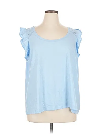 Pre-owned Crown & Ivy Short Sleeve Top Blue Sweetheart Neckline Tops