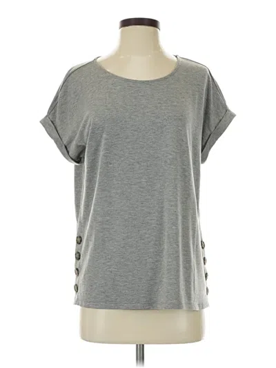 Pre-owned Crown & Ivy Short Sleeve Top Gray Boatneck Tops