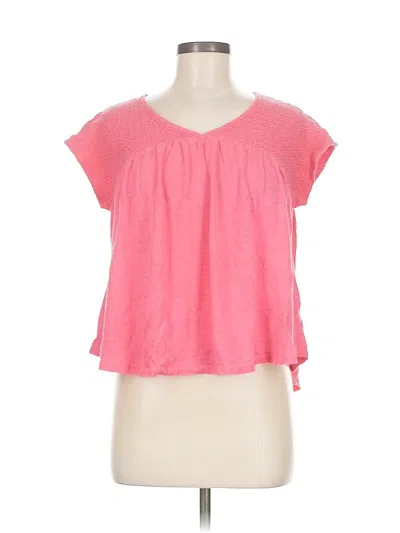 Pre-owned Crown & Ivy Short Sleeve Top Pink Sweetheart Neckline Tops