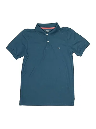 Pre-owned Crown & Ivy Kids' Short Sleeve Top Teal Crew Neck Tops In Blue