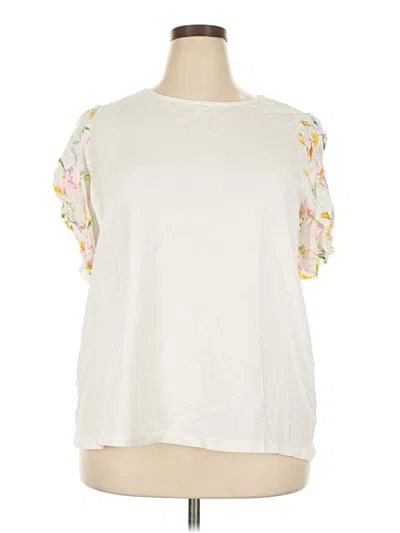Pre-owned Crown & Ivy Short Sleeve T-shirt In Ivory